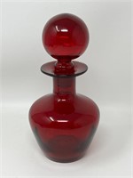 Vintage Art Glass Decanter w Orb Stopper