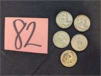 1958/1961/1962 (5)  Half Dollars