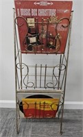 Vintage Gold Tone Music Rack with Vinyl Collection