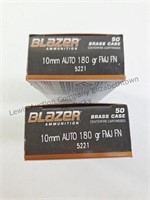 BLAZER, 10MM, 180 grain, FMJ, 
2 - 50 rnd boxes.