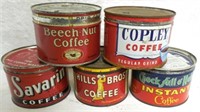 Lot of 6 Vintage Coffee Cans