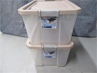 Lot (2) Stackable Clear 19gal STERLITE Tubs