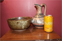 Pottery bowl and Mexican pitcher
