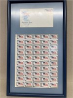 1957 first day of issue American flag with stamps