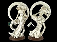 2 Sculture d'Italia Resin Female Semi-Nude Figures