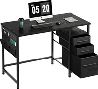 Maihail Desk with Drawers  Black  40 inch
