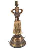 Metal Female Nude Motorized Hula Lamp w Skirt