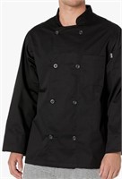 Chef Code Men's 8 Pearl Button Chef Coat, Black,