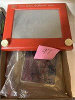 VINTAGE ETCH A SKETCH WITH ACTION PACK ADD ON'S