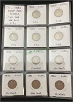 Coins - lot 2011 1883 Liberty head nickels - first