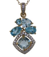 Natural 2.20 ct Swiss & Sky Blue Topaz Necklace