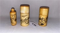 SNUFF BOTTLE & 2 DRESSER BOXES