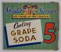 ORIGINAL SNAIDER GRAPE SODA  S/S CARDBOARD SIGN