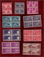 USA 9 DIFF MINT BLOCKS OF 4 STAMPS