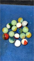 17 Fluorescent  patch style  marbles 9/16” to