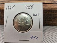 1965 25 CENT QUARTER UNC