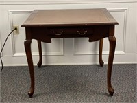 Vintage Queen Anne Style game table with leather
