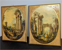 2 Pc. Art Vintage Roman Ruins on Wood