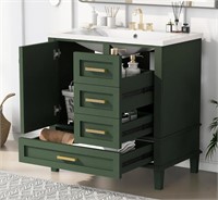 30' Green Vanity  Wood/Ceramic  3 Drawers