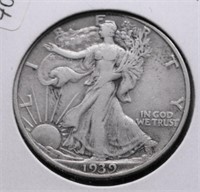 1939 S WALKING HALF DOLLAR  VF