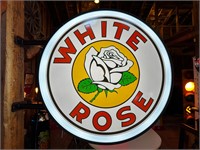 2ft Round 2 -Sided Light Up White Rose Sign