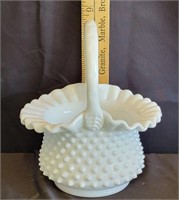 Fenton #3637 White Milk Glass Hobnail Deep Basket