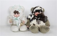 Vintage Kuddle Kins Sad Face & Eskimo Dolls