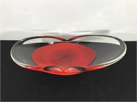 MCM RED / CLEAR GLASS DISH