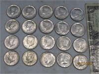 (20) 1964 Silver Kennedy Half Dollar Coins
