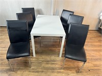Modern White Dining Table w/6 Side Chairs