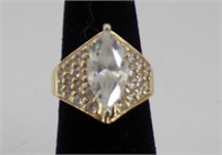 4.75 Gold Ring with white crystals