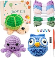 Heflashor Crochet Kit for Beginners,3pcs Cute