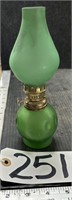 8" Green Glass Oil Lamp
