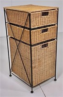 Wicker case, iron frame, 3 drawers, natural finish