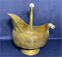 Vintage Brass Lion Head Footed Ash Bucket