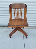 Vintage Heavy Oak Wood Desk Chair