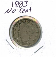 1883 Liberty "V" Nickel - No Cent