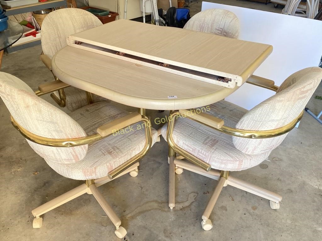 Table With Four Rolling Chairs