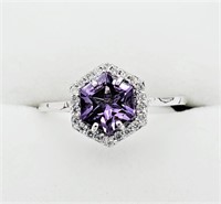 Amethyst & Diamond Ring-New