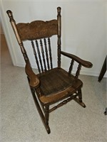 Oak Childs Wicker Bottom Rocking Chair