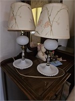 Pair of Milk Glass Bedside Table Lamps