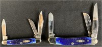 (2) CASE XX STOCKMAN BLUE POCKET KNIVES
