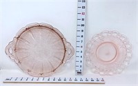 Pink Depression Glass Serving Plate & Luncheon