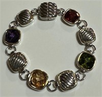 STYLISH MODERN SILVER TONED BRACELET W STONES