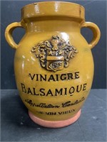 Vinaigre Balsamique ceramic crock with handles.