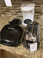 Toaster, George Foreman grill, hand mixer, coffee