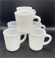 (6) Hazel Atlas milk glass mugs 3 1/2”