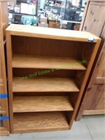 Vintage Oak 4-Shelf Wooden Bookshelf