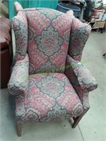 Vintage Cloth Floral Design Wing Back Chair