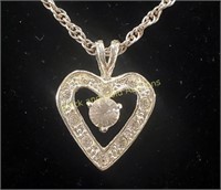 Marked 925 Cubic Zirconia Heart Necklace